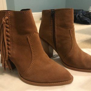 Suede Fringe Coach Booties - size 6